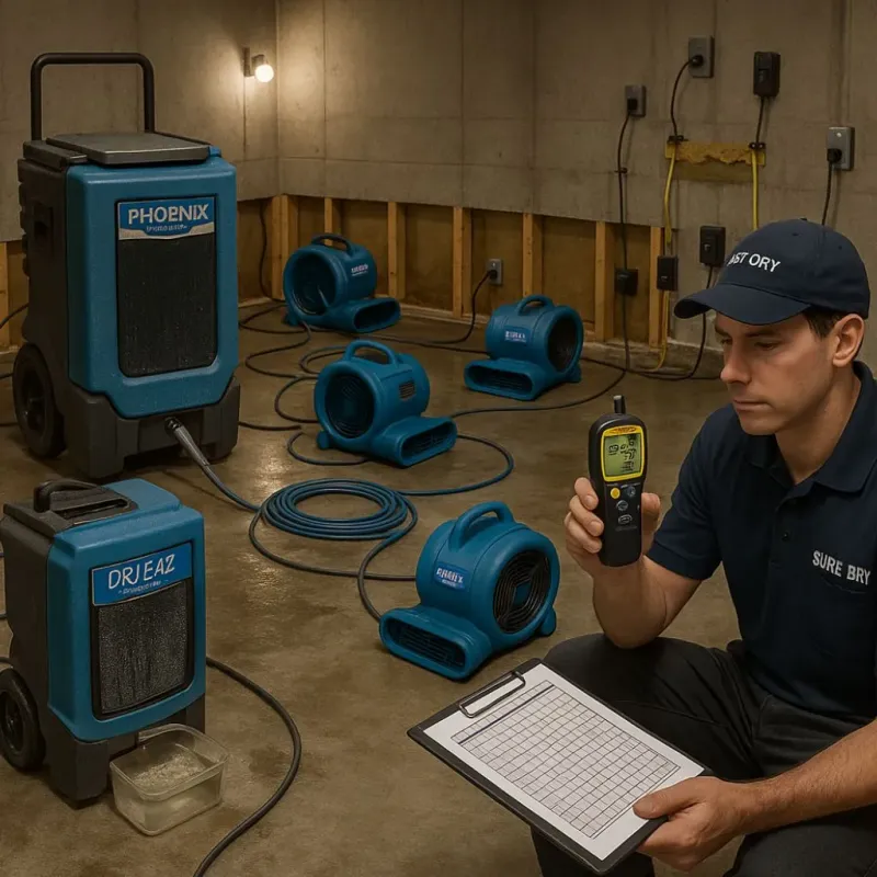Structural Drying and Dehumidification process in Manorville, NY